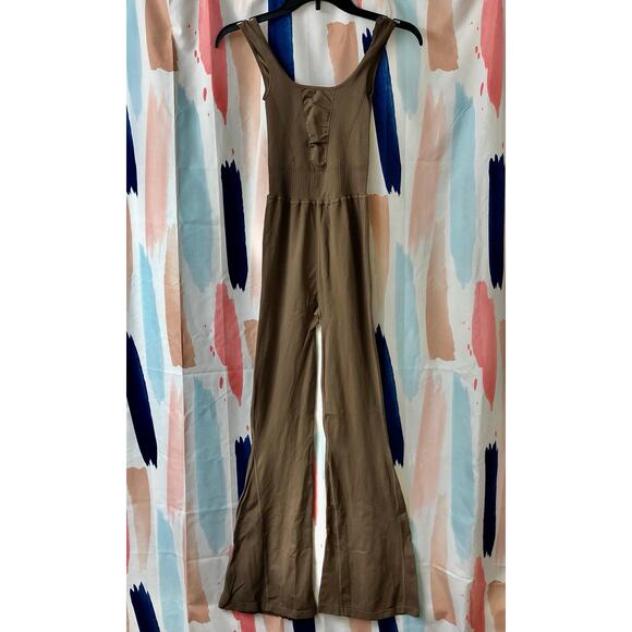 NWOT Free People Movement Good Karma Flared Onesie in Brown Size XS/S - Picture 7 of 11